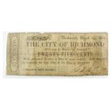 City Of Richmond 1862 Twenty Five Cent Bond