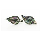 Vintage Abalone Silver Earrings