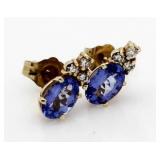 14kt Gold Tanzanite & Diamond Earrings