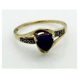 10kt Gold Trillion Cut Sapphire Ring