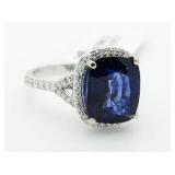 $17,760 14kt Gold 7.62 ct Sapphire & Diamond Ring