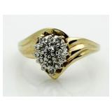 10kt Gold Diamond Cluster Estate Ring