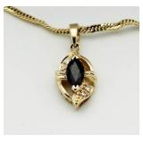 10kt Gold Sapphire & Diamond Pendant