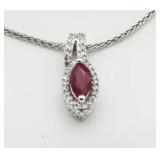 10kt Gold Genuine Ruby & Diamond Necklace