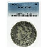 1893 VG08 Carson City Morgan Silver Dollar