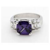 Princess Cut Amethyst Designer Ring