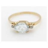 14kt Gold Blue Topaz & Diamond Estate Ring