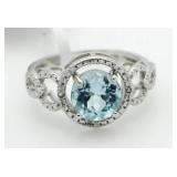 Genuine 2.21 ct Blue Topaz & Diamond Ring