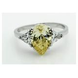 Pear Cut Canary Yellow Sapphire Ring