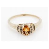 10kt Gold Citrine & Diamond Ring