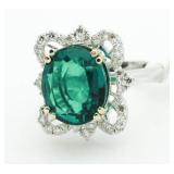 $21,250 14kt Gold 6.62 ct Emerald & Diamond Ring