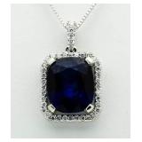 $9,683 14kt Gold 6.98 ct Sapphire & Diamond Pend.