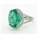 $21,206 14kt Gold 7.64 ct Emerald & Diamond Ring