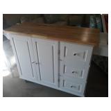 White rolling kitchen island