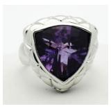 Yurman Style Genuine 11.40 ct Amethyst Ring