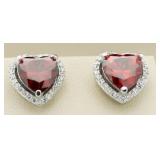 3.50 ct Ruby Heart Shape Earrings