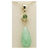 14kt Gold Genuine Jade & Peridot Earrings