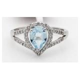 Genuine 2.59 ct Blue Topaz & Diamond Ring