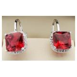 Cushion Cut 4.50 ct Ruby Earrings