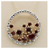 10kt Gold Garnet & Diamond Pendant