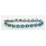 Brilliant 19.00 ct Blue Topaz Tennis Bracelet