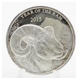 2015 Year Of The Ram .999 Pure Silver Coin