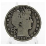 1892 Barber Silver Half Dollar