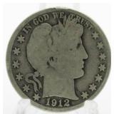 1912-S Barber Silver Half Dollar