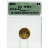 2001 MS69 American Eagle $5 Gold Piece