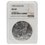 1998 MS68 American Eagle Silver Dollar