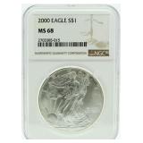 2000 MS68 American Eagle Silver Dollar