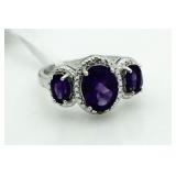 Genuine 1.61 ct Amethyst & Diamond Ring