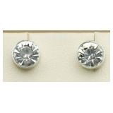 Bezel Set 2.00 ct White Topaz Solitaire Earrings