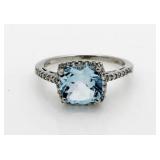 Cushion Cut 2.70 ct Blue Topaz Designer Ring