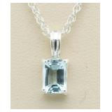 Emerald Cut 1.75 ct Blue Topaz Pendant