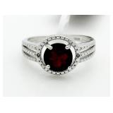 Genuine 2.20 ct Garnet & Diamond Ring