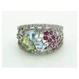 Multi Gem Stone Designer Ring