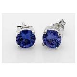 Brilliant 2.00 ct Blue Iolite Solitiare Earrings