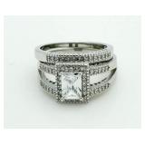 Emerald Cut 2.00 ct White Topaz 2 Pc Bridal