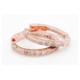 Rose Gold Toned 2.00 ct White Topaz Hoop Earrings