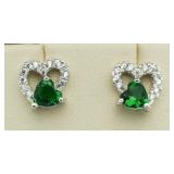 Double Heart Emerald Earrings