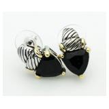 Trillion Cut Genuine Onyx Fashion Earrings