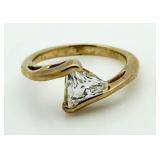 10kt Gold Trillion Cut White Topaz Solitaire Ring