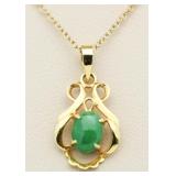 18kt Gold Genuine Emerald Estate Pendant