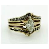 14kt Gold Marquise Cut 2 pc Diamond Bridal Set