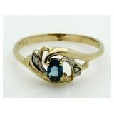 14kt Gold Aquamarine & Diamond Estate Ring