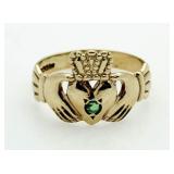 9kt Gold Antique Genuine Emerald Estate Ring