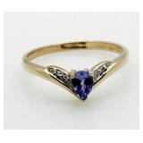 10kt Gold Tanzanite & Diamond Ring