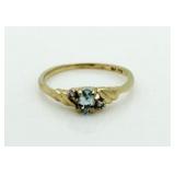 10kt Gold Blue Topaz & Diamond Ring