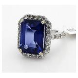 14kt Gold 15.05 ct Sapphire & Diamond Ring